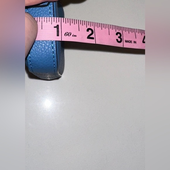 Fendi blue calf leather porta monete small card case pochette w logo lanyard - Picture 14 of 14